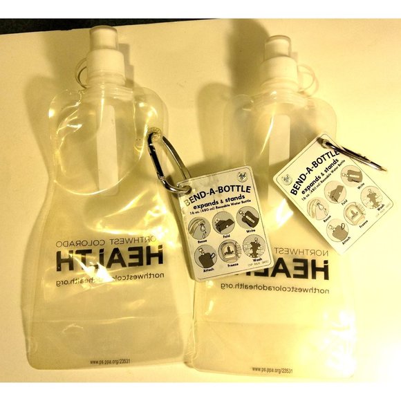 Bend a Bottle Reusable Water Canteen Expands Stands 16 oz NW Colorado Health - Picture 2 of 5